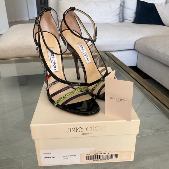 Authentic Jimmy Choo “Delta” Vuka D’Orsay black, colorful heels, sz. 39 - Picture 7 of 9